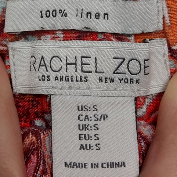 Rachel Zoe Multicolor Boho Linen Crop High Rise Pull On Pants Size S - Picture 4 of 11